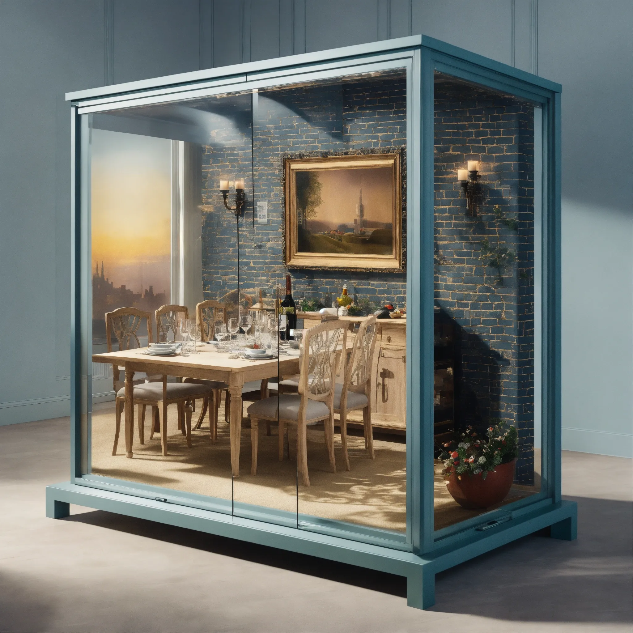 Compact urban living space with modular furniture